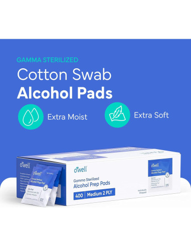 Toallitas Estériles con Alcohol OWELL - 400 Unidades 6.35x3.18cm