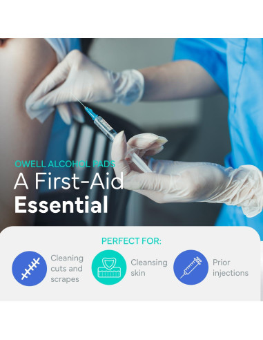 Toallitas Estériles con Alcohol OWELL - 400 Unidades 6.35x3.18cm