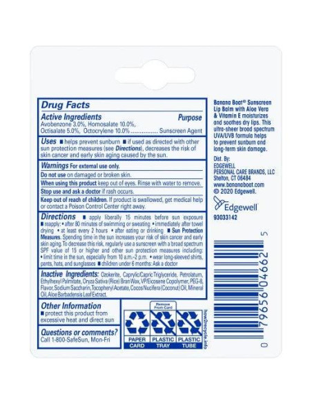 Bálsamo Labial Solar Banana Boat Aloe Vera SPF 45 - 6 Unidades