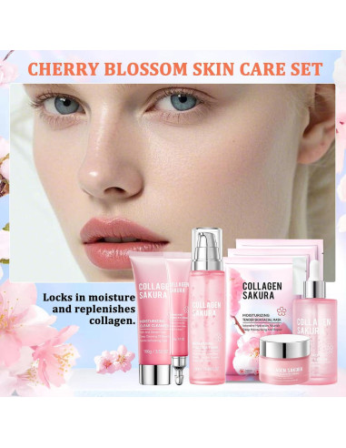 Kit de Cuidado de la Piel Sakura 8 Piezas Hidratante