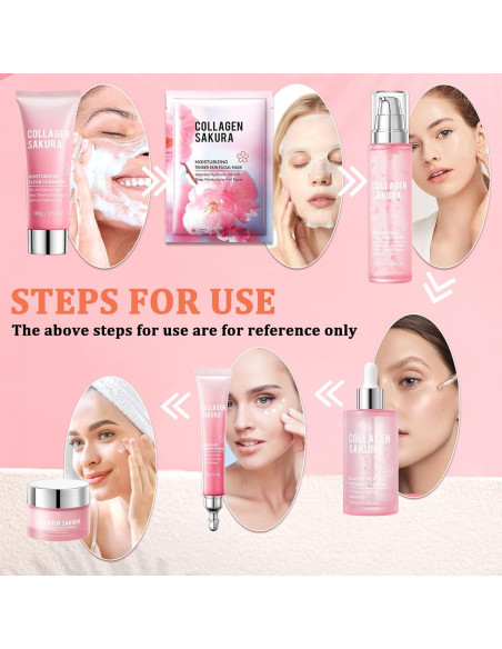 Kit de Cuidado de la Piel Sakura 8 Piezas Hidratante