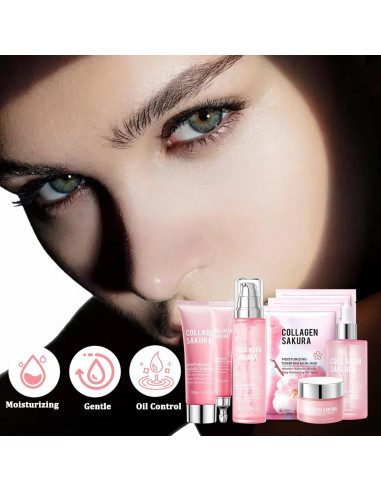 Kit de Cuidado de la Piel Sakura 8 Piezas Hidratante