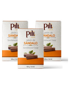 Jabón Natural de Sándalo Pili - Paquete de 3 x 99g