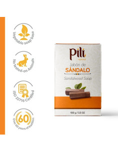 Jabón Natural de Sándalo Pili - Paquete de 3 x 99g 2