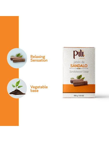 Jabón Natural de Sándalo Pili - Paquete de 3 x 99g