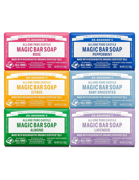 Jabón de Barra Mágico Dr. Bronner 5 Variedades 140g Vegano