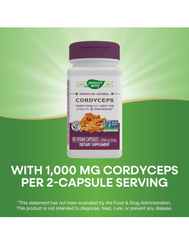 Cordyceps Premium Nature's Way 1000 mg 60 cápsulas veganas