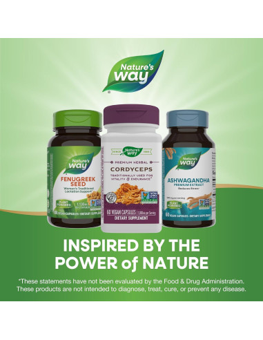 Cordyceps Premium Nature's Way 1000 mg 60 cápsulas veganas