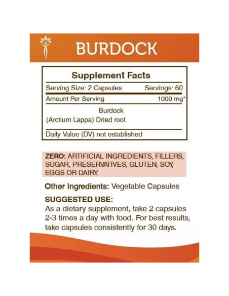 Cápsulas de Bardana 120 unidades 1000 mg Secretos de la Tribu