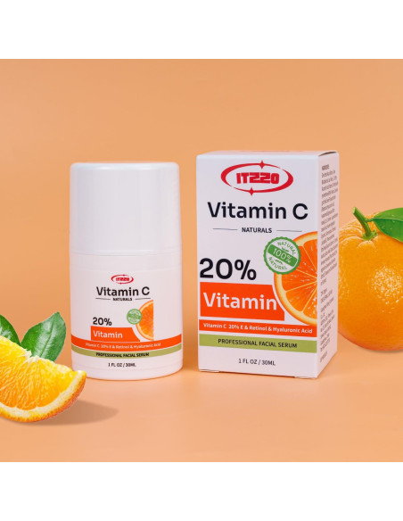 Suero Facial Antienvejecimiento ITZZO 30ml - Vitamina C, Ácido Hialurónico, Retinol