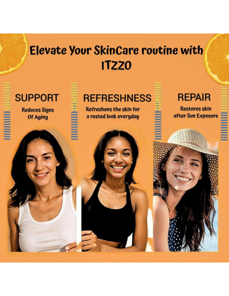 Suero Facial Antienvejecimiento ITZZO 30ml - Vitamina C, Ácido Hialurónico, Retinol