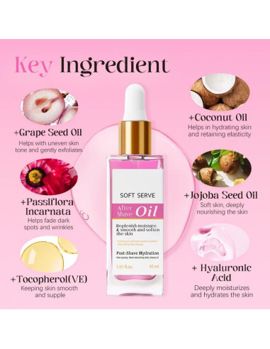 Aceite After Shave Hidrante Fresa y Vainilla 30 ml - Suave para Piel