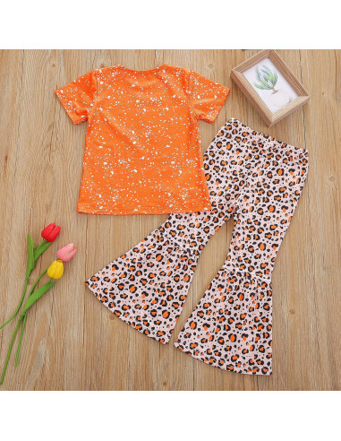 Conjunto 2 Piezas Niña Xiaodriceee Camiseta y Pantalones Acampanados