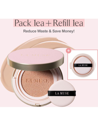 Dúo Glow Cushion Foundation y Limpiador Espumoso LA MUSE