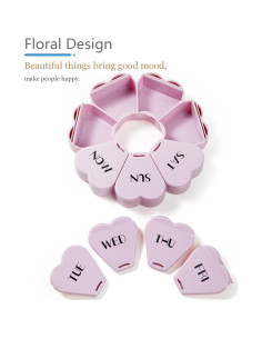 Organizador de Pastillas Semanal Rosa Púrpura MOLN HYMY 7 Días 2