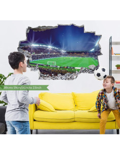 Pegatina de Pared 3D IARTTOP Estadio de Fútbol para Niños 2