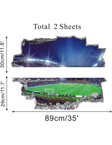 Pegatina de Pared 3D IARTTOP Estadio de Fútbol para Niños