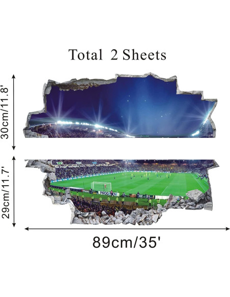 Pegatina de Pared 3D IARTTOP Estadio de Fútbol para Niños