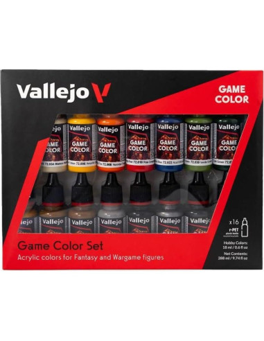 Conjunto de Pinturas Vallejo 16 Colores 18 ml + Soporte