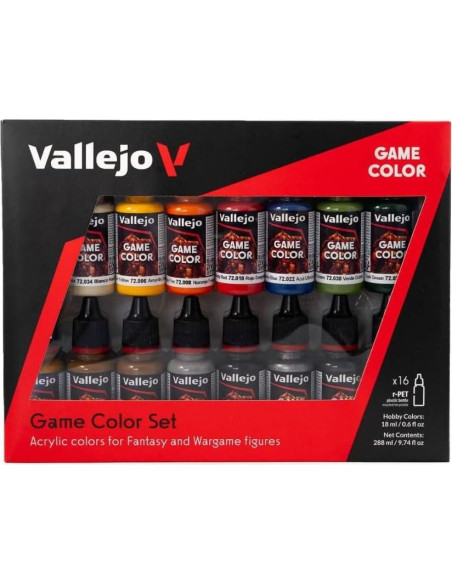 Conjunto de Pinturas Vallejo 16 Colores 18 ml + Soporte