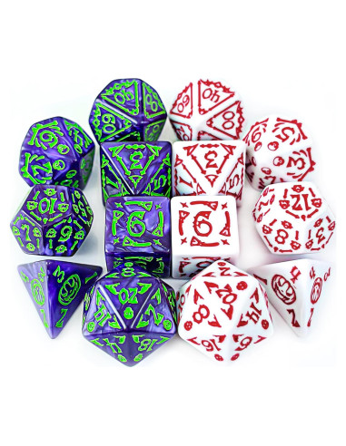 Dados Poliedricos DND 14 Piezas ALiuxiluo Blanco Morado