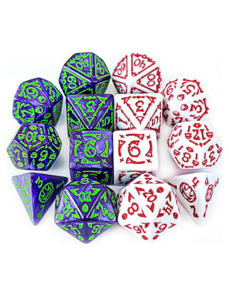 Dados Poliedricos DND 14 Piezas ALiuxiluo Blanco Morado