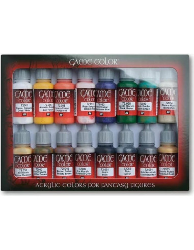 Conjunto de Pinturas Vallejo 16 Colores 18 ml + Soporte