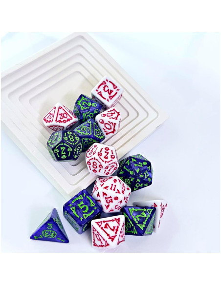 Dados Poliedricos DND 14 Piezas ALiuxiluo Blanco Morado