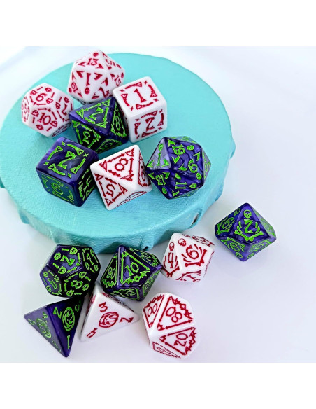 Dados Poliedricos DND 14 Piezas ALiuxiluo Blanco Morado