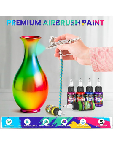 Set de Pintura Airbrush ERCorArt 54 Colores Acrílicos 570ml