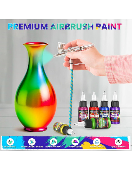 Set de Pintura Airbrush ERCorArt 54 Colores Acrílicos 570ml