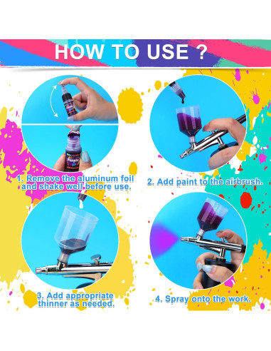 Set de Pintura Airbrush ERCorArt 54 Colores Acrílicos 570ml