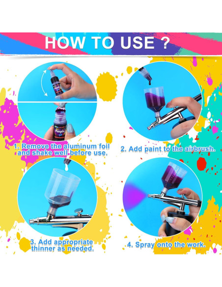 Set de Pintura Airbrush ERCorArt 54 Colores Acrílicos 570ml