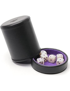 Copa de Dados de Cuero Luck Lab con Tapa y 6 Dados Perla 2