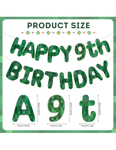 Banner de Cumpleaños Minecraft LACEVINE Pre-ensartado 9no