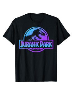Camiseta de Manga Corta Jurassic Park Fosil Azul y Morado