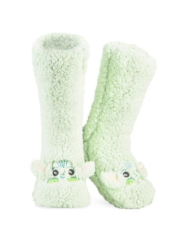 Calcetines Fluffy Disney para Mujeres Antideslizantes Verde
