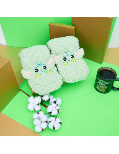 Calcetines Fluffy Disney para Mujeres Antideslizantes Verde 2