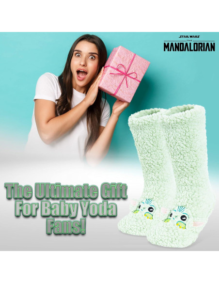 Calcetines Fluffy Disney para Mujeres Antideslizantes Verde