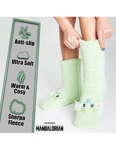 Calcetines Fluffy Disney para Mujeres Antideslizantes Verde