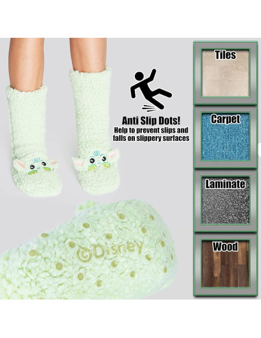 Calcetines Fluffy Disney para Mujeres Antideslizantes Verde
