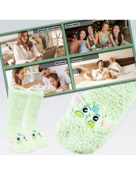 Calcetines Fluffy Disney para Mujeres Antideslizantes Verde