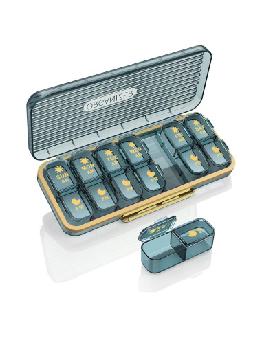 Organizador de Pastillas Acedada Semanal 2 Veces al Día Azul