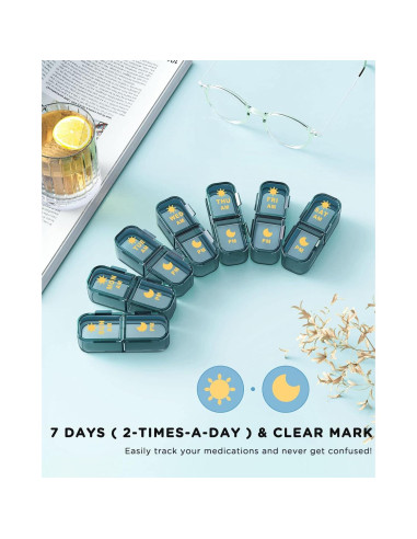 Organizador de Pastillas Acedada Semanal 2 Veces al Día Azul