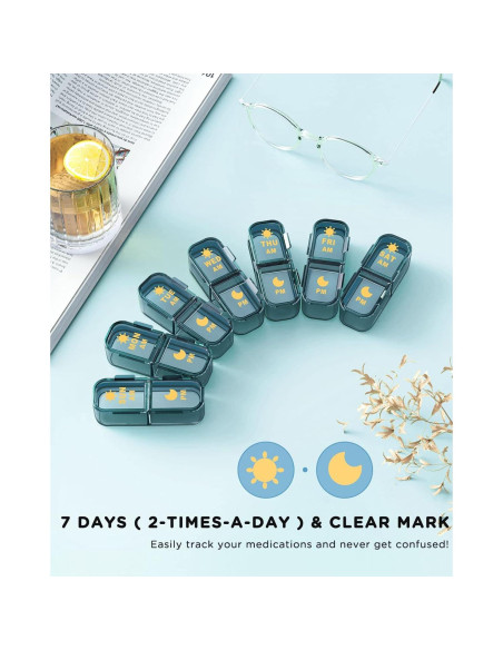 Organizador de Pastillas Acedada Semanal 2 Veces al Día Azul Organizador de Pastillas Acedada Semanal 2 Veces al Día Azul