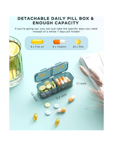 Organizador de Pastillas Acedada Semanal 2 Veces al Día Azul