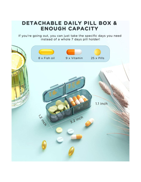 Organizador de Pastillas Acedada Semanal 2 Veces al Día Azul Organizador de Pastillas Acedada Semanal 2 Veces al Día Azul