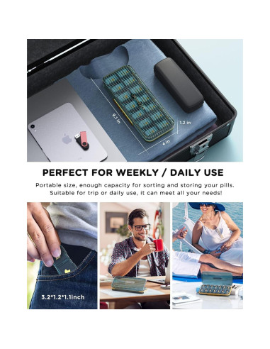 Organizador de Pastillas Acedada Semanal 2 Veces al Día Azul