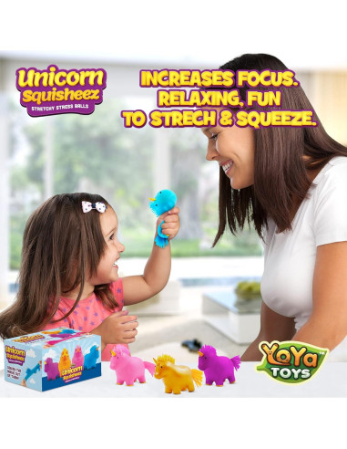 Pelotas Antiestrés Unicornio YoYa Juguetes - Juego de 4