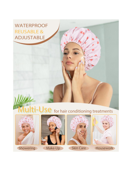 Gorro de Ducha Grande Reutilizable Luvruitaky Impermeable Satén Gorro de Ducha Grande Reutilizable Luvruitaky Impermeable Satén